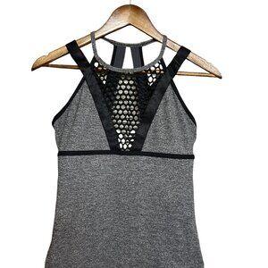 Lorna Jane Charcoal Heather Activewear Stretchy Mesh Tank Yoga Top Size 6